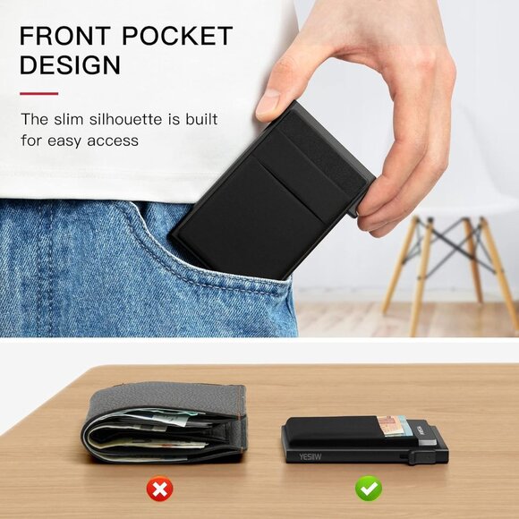 Wallet for Men - Pop up Card Holder RFID Blocking Minimalist Business Credit Ca - Picture 8 of 10